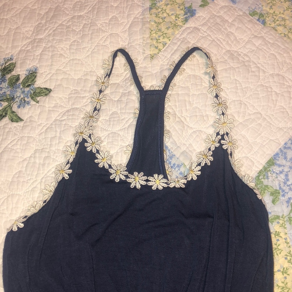 Navy T-back sunflower sundress